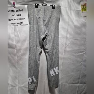 Victoria's Secret Pink Size Large Heather Gray Leggings with White Print On Back